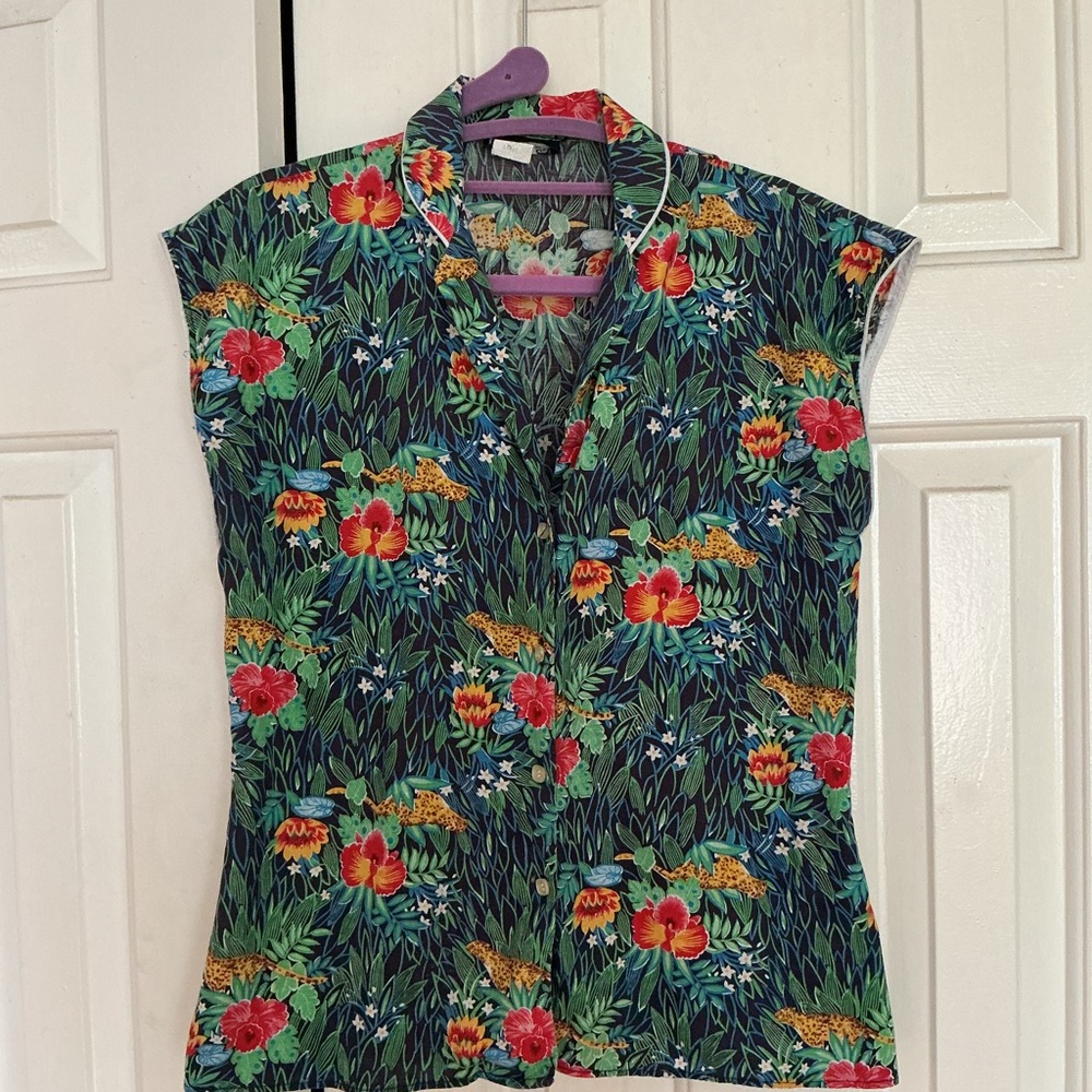 Unique Vintage Multicolor Floral Button Down Shirt